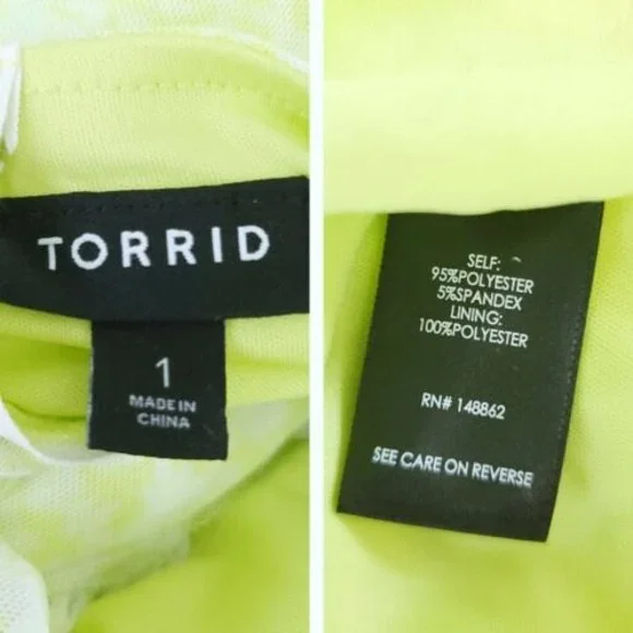 Torrid 1 Womens Yellow Floral Mesh Ruffle Midi Dress Size 1X - Picture 12 of 12